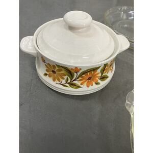 Vintage 70s Capri Bake Serve n' Store Stoneware Floral Home Decor Cottagecore